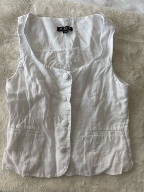 J. Crew White Linen Button-Front Bustier Top
